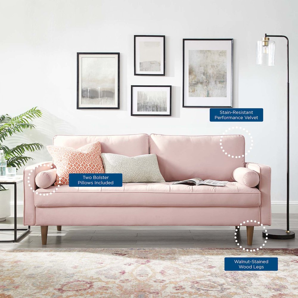 Valour Performance Velvet Sofa. Picture 9