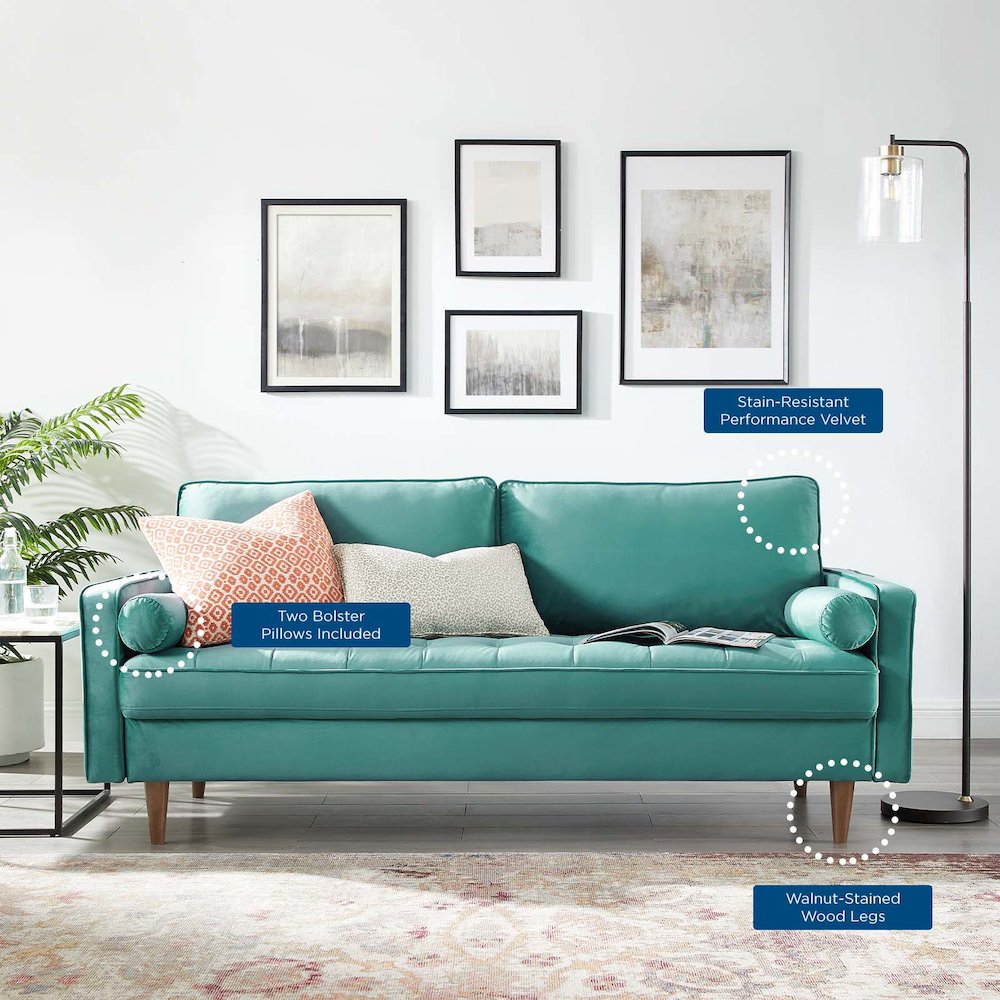 Valour Performance Velvet Sofa. Picture 9