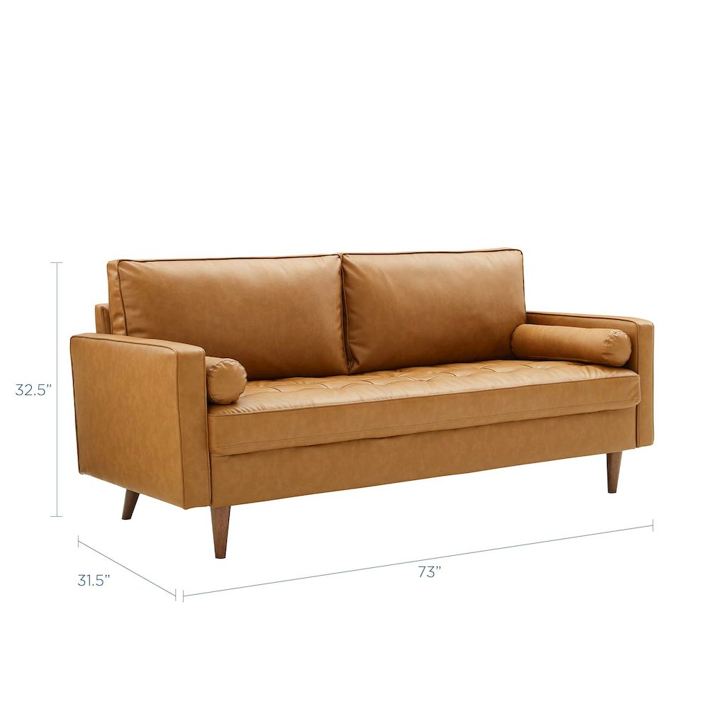 Valour Tufted Vegan Leather Sofa. Picture 5