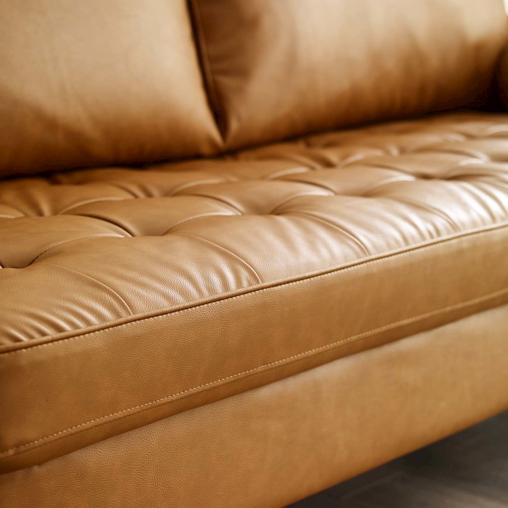 Valour Tufted Vegan Leather Sofa. Picture 9