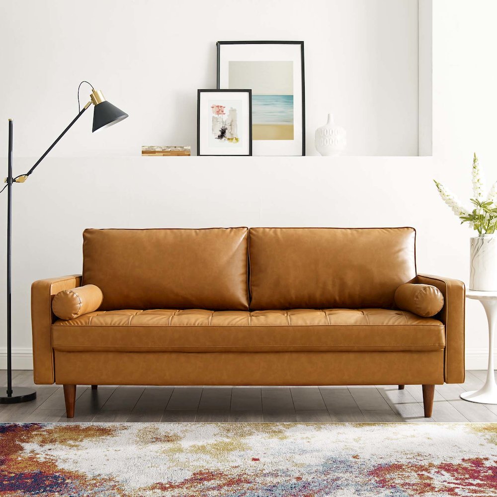 Valour Tufted Vegan Leather Sofa. Picture 10