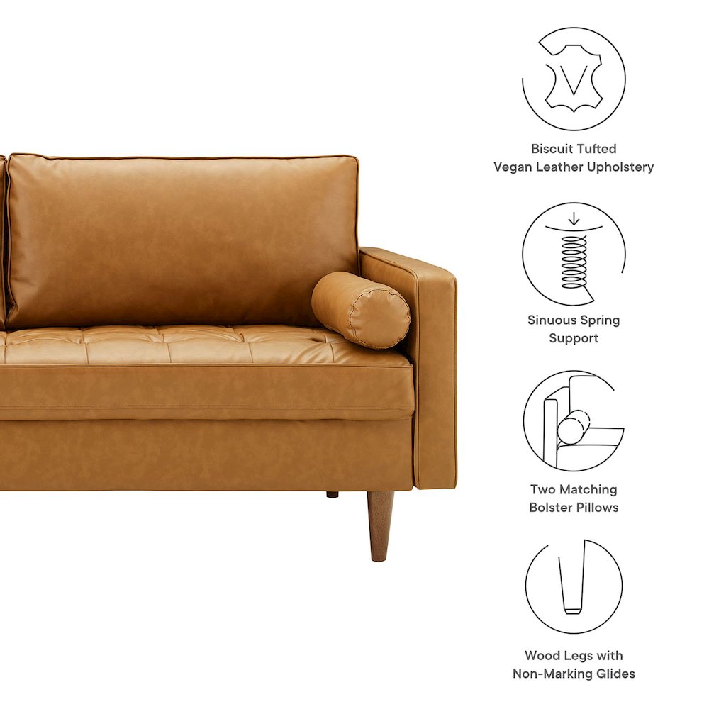 Valour Tufted Vegan Leather Sofa. Picture 3
