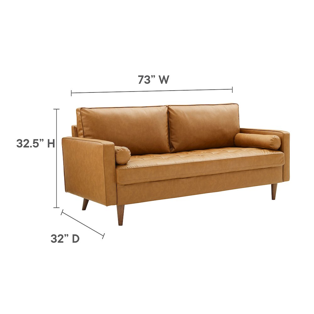 Valour Tufted Vegan Leather Sofa. Picture 4