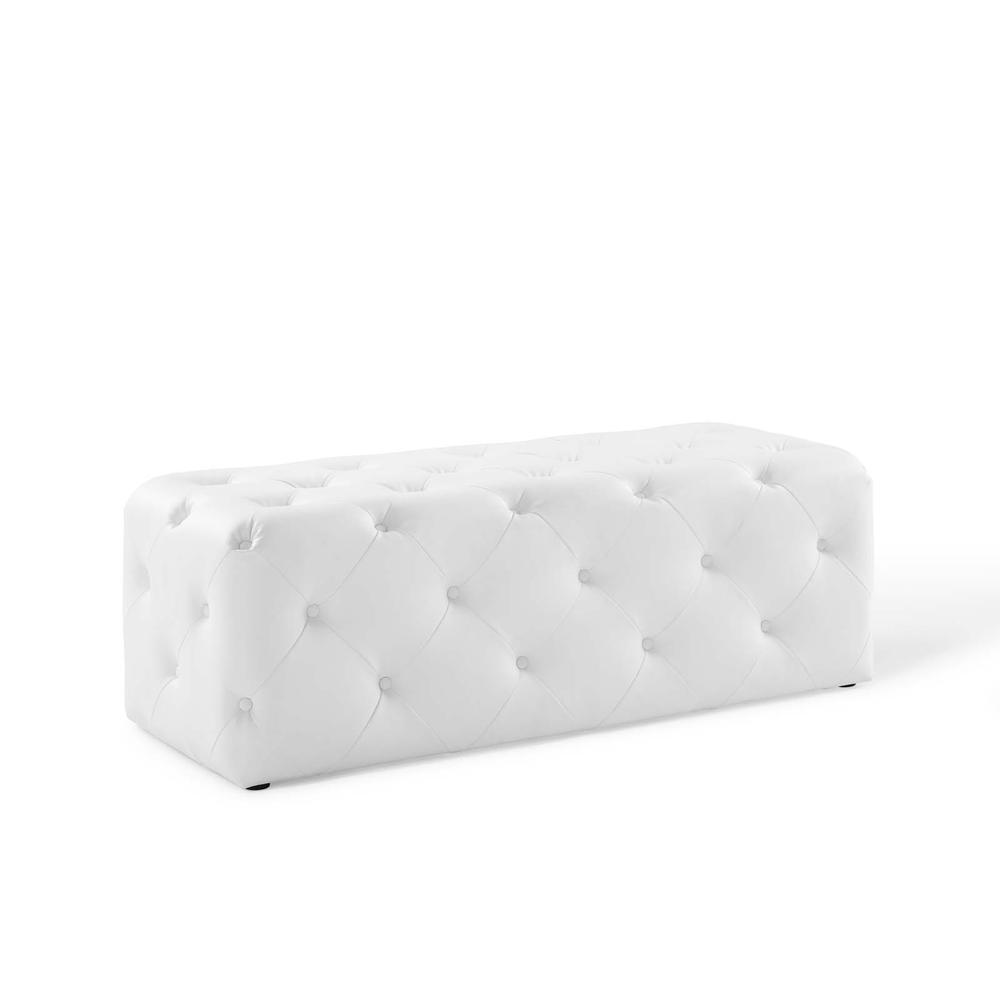 Amour 48" Tufted Button Entryway Faux Leather Bench. Picture 1