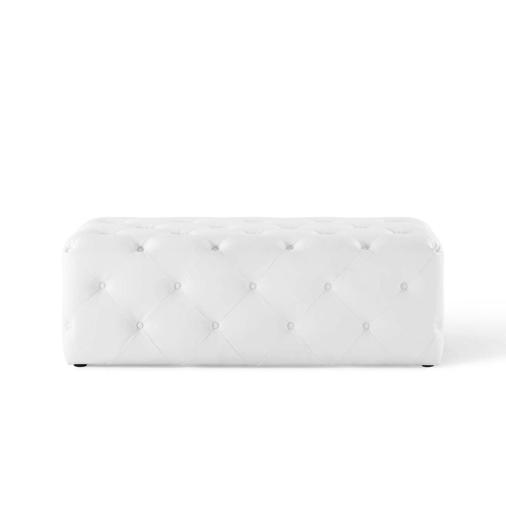 Amour 48" Tufted Button Entryway Faux Leather Bench. Picture 3
