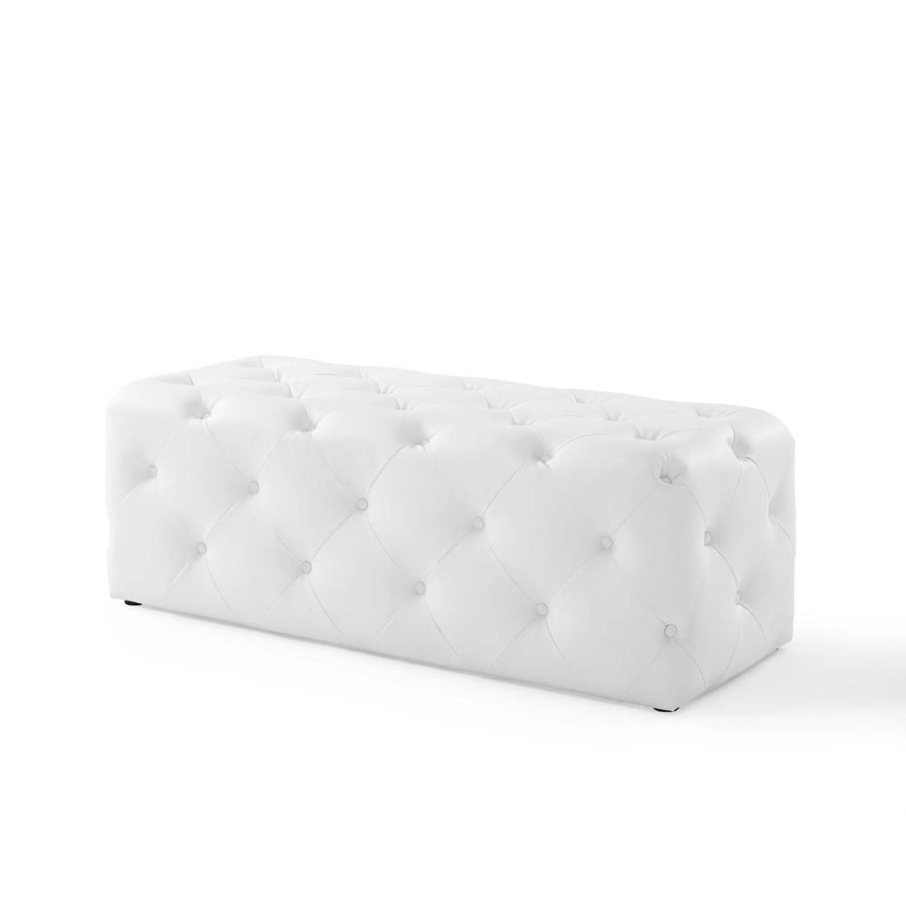 Amour 48" Tufted Button Entryway Faux Leather Bench. Picture 4