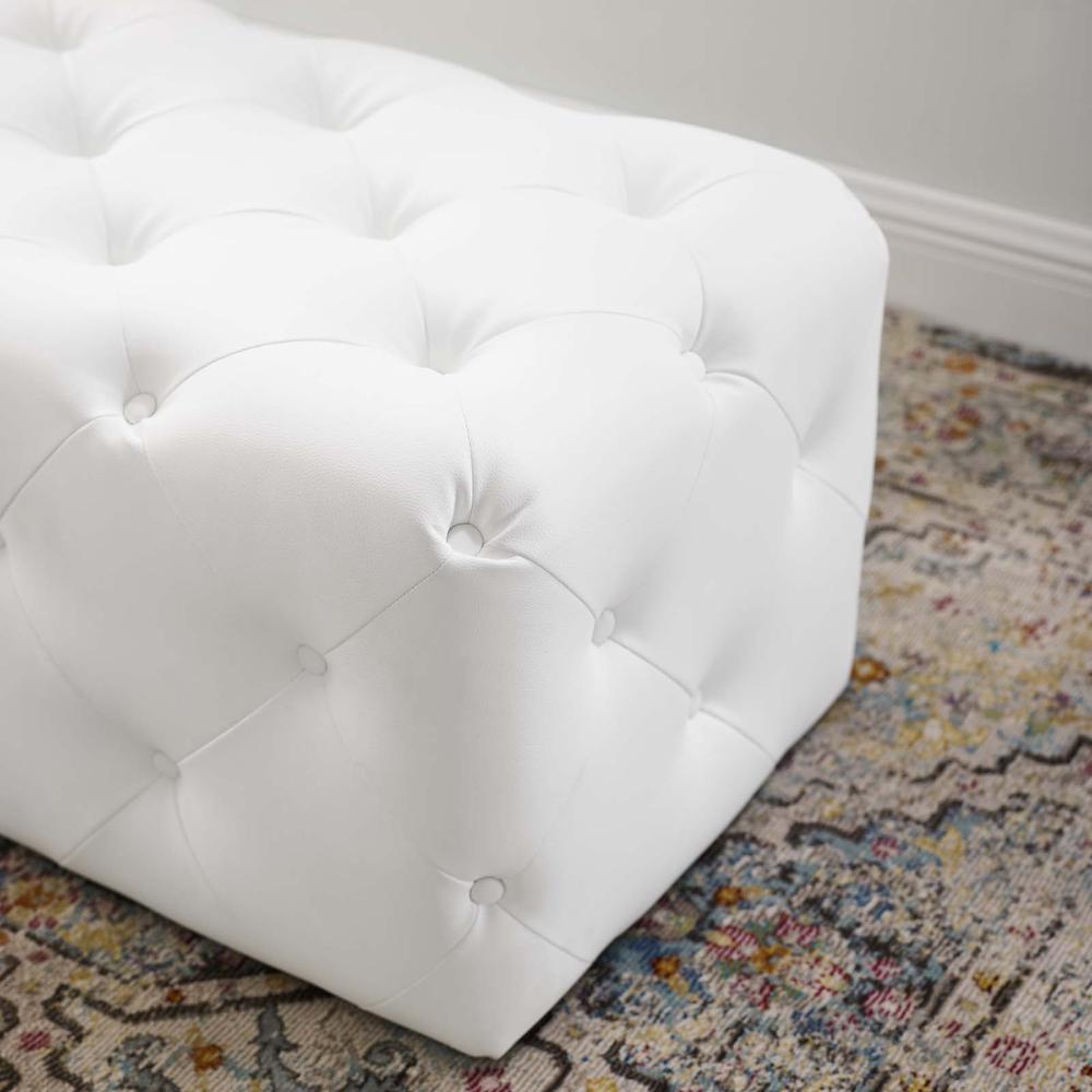Amour 48" Tufted Button Entryway Faux Leather Bench. Picture 6