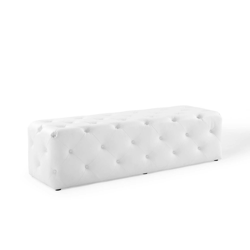 Amour 60" Tufted Button Entryway Faux Leather Bench. Picture 1