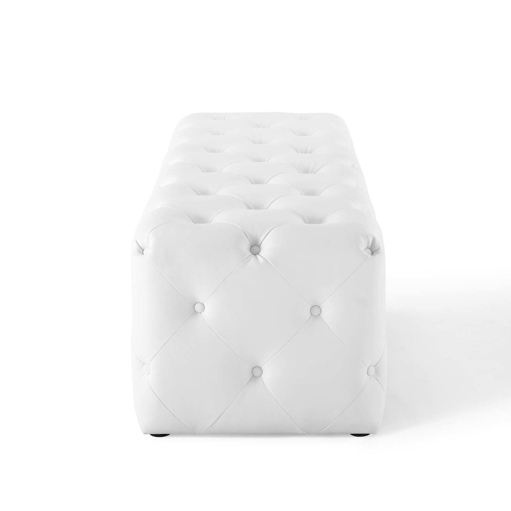 Amour 60" Tufted Button Entryway Faux Leather Bench. Picture 2