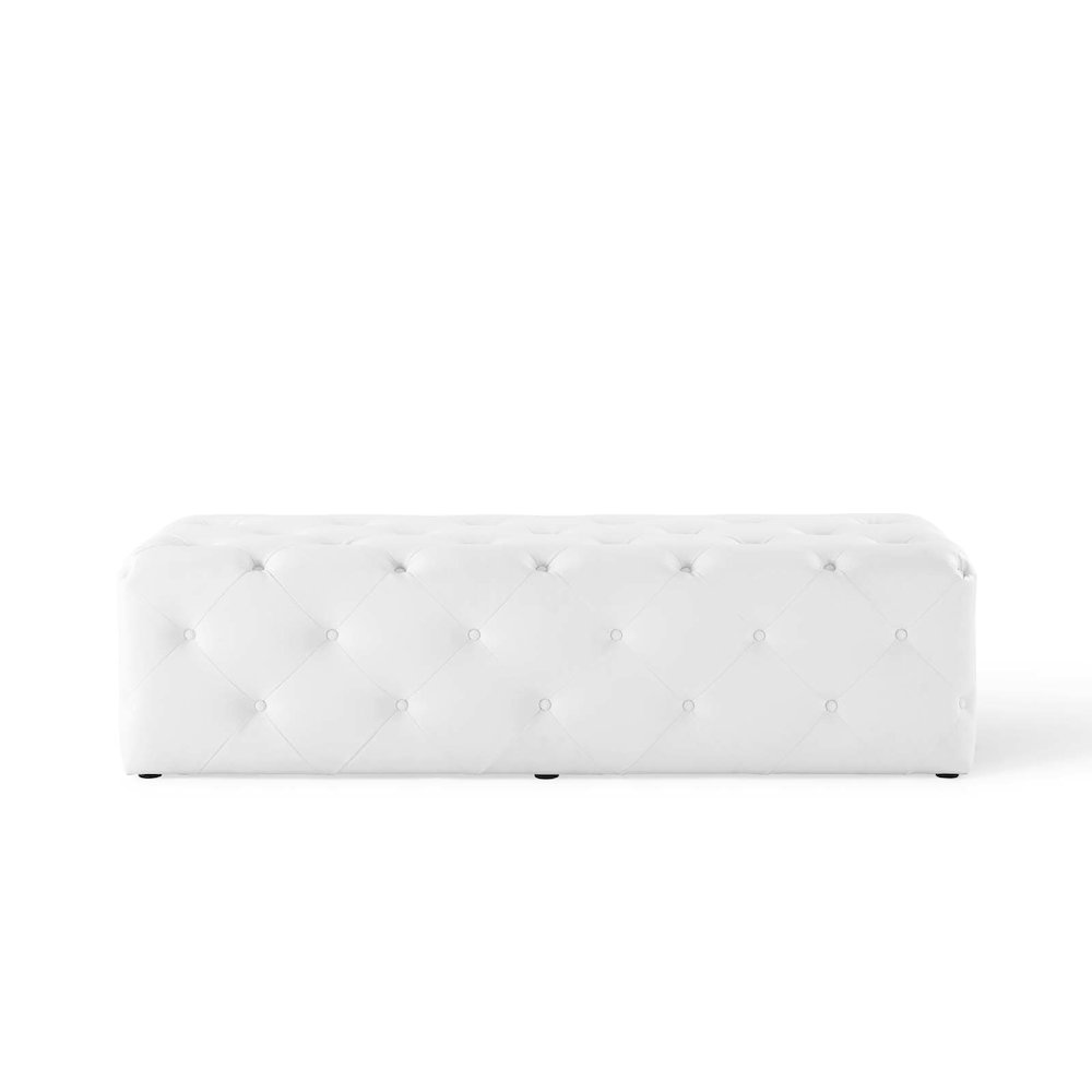 Amour 60" Tufted Button Entryway Faux Leather Bench. Picture 4