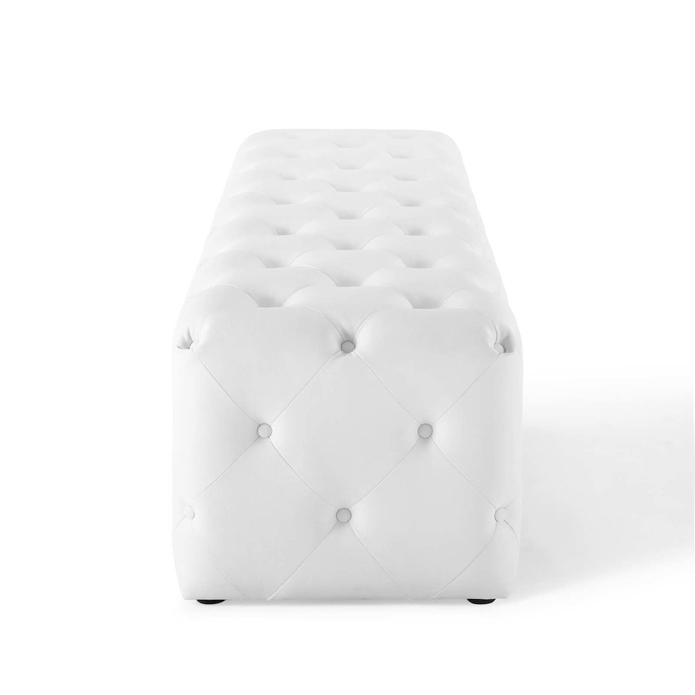Amour 72" Tufted Button Entryway Faux Leather Bench. Picture 2