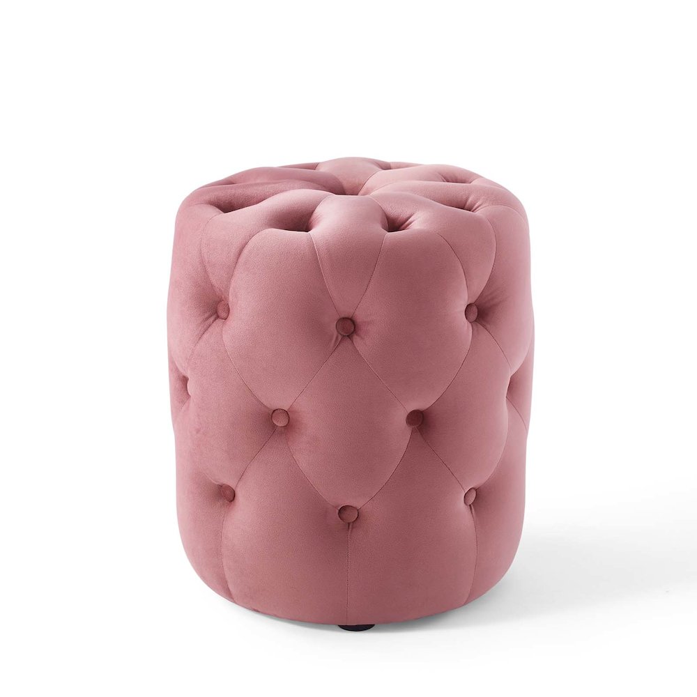 Amour Tufted Button Round Performance Velvet Ottoman. Picture 1