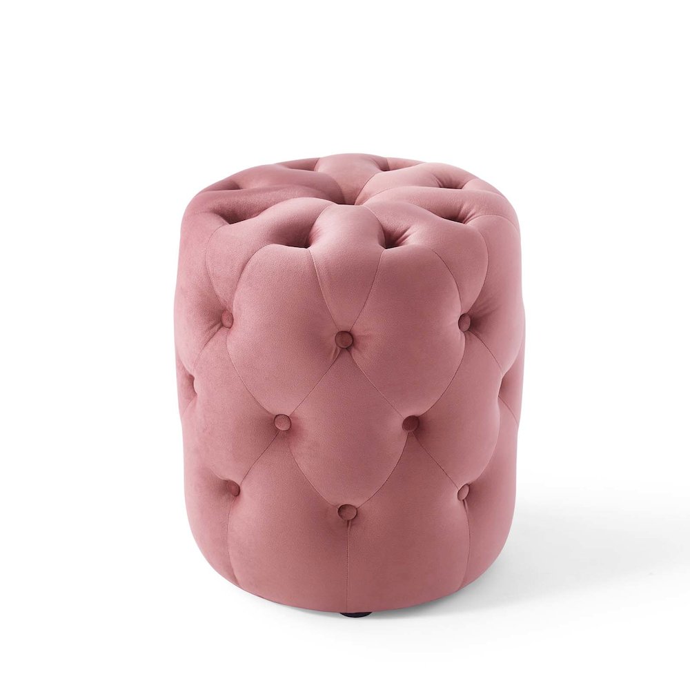 Amour Tufted Button Round Performance Velvet Ottoman. Picture 2