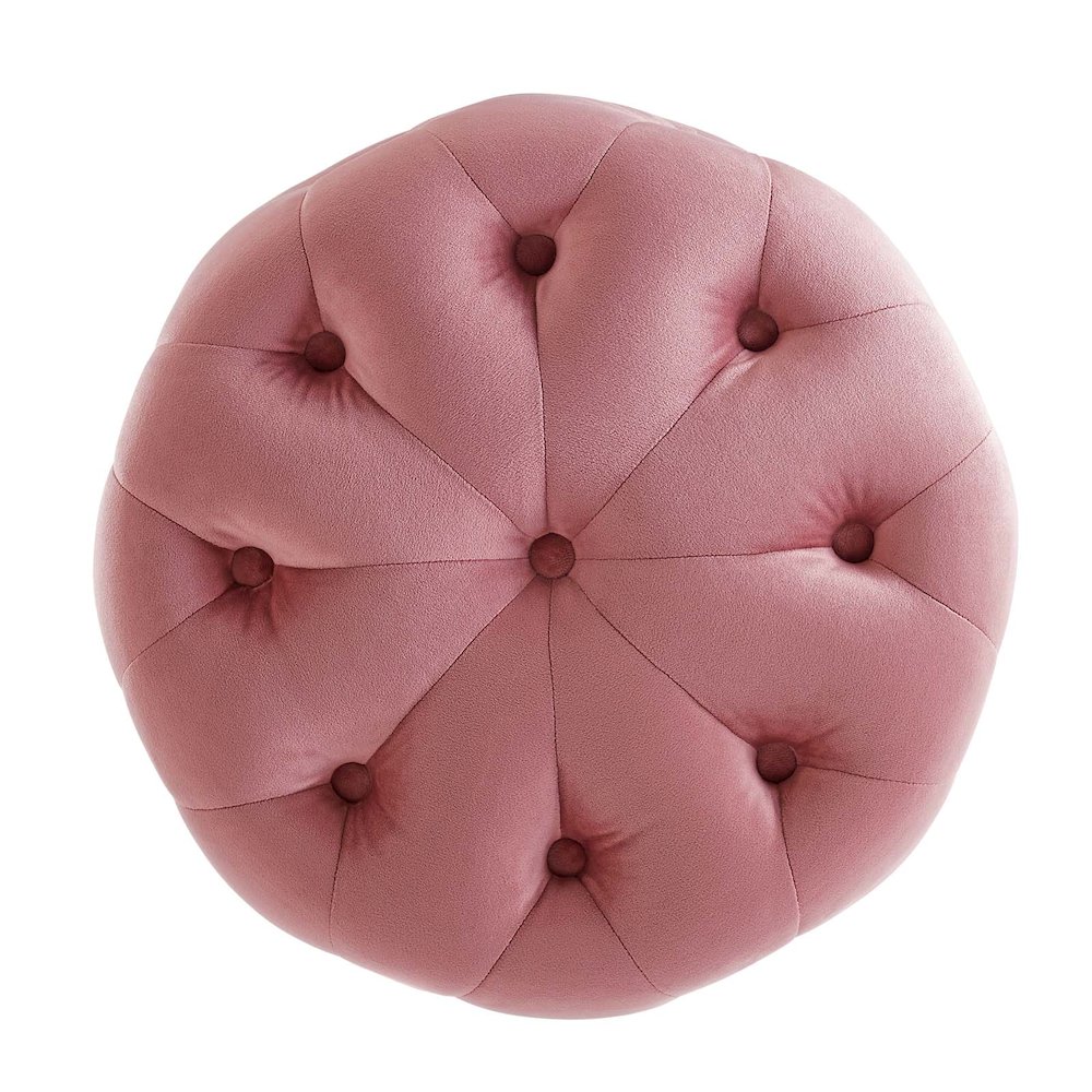 Amour Tufted Button Round Performance Velvet Ottoman. Picture 3