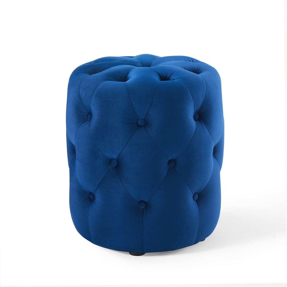 Amour Tufted Button Round Performance Velvet Ottoman. Picture 1