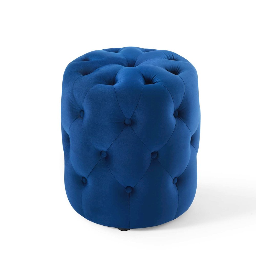 Amour Tufted Button Round Performance Velvet Ottoman. Picture 2