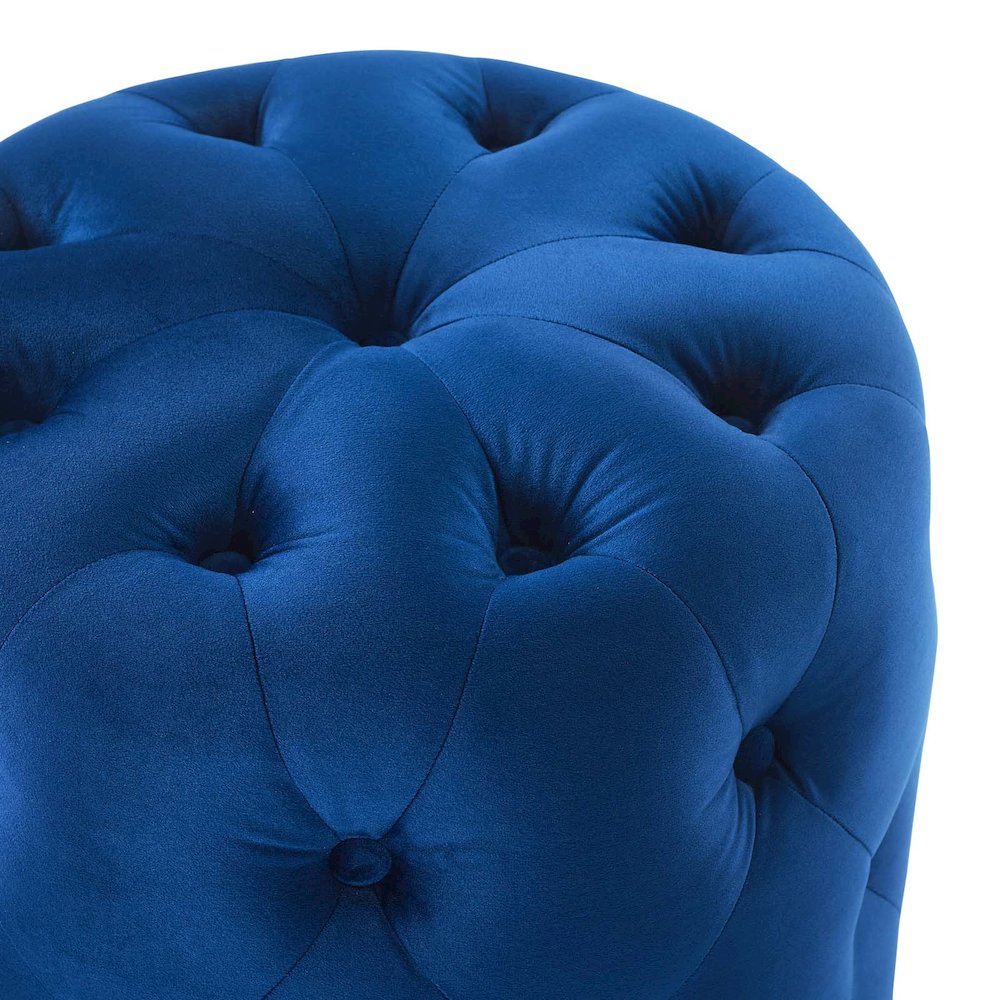 Amour Tufted Button Round Performance Velvet Ottoman. Picture 4