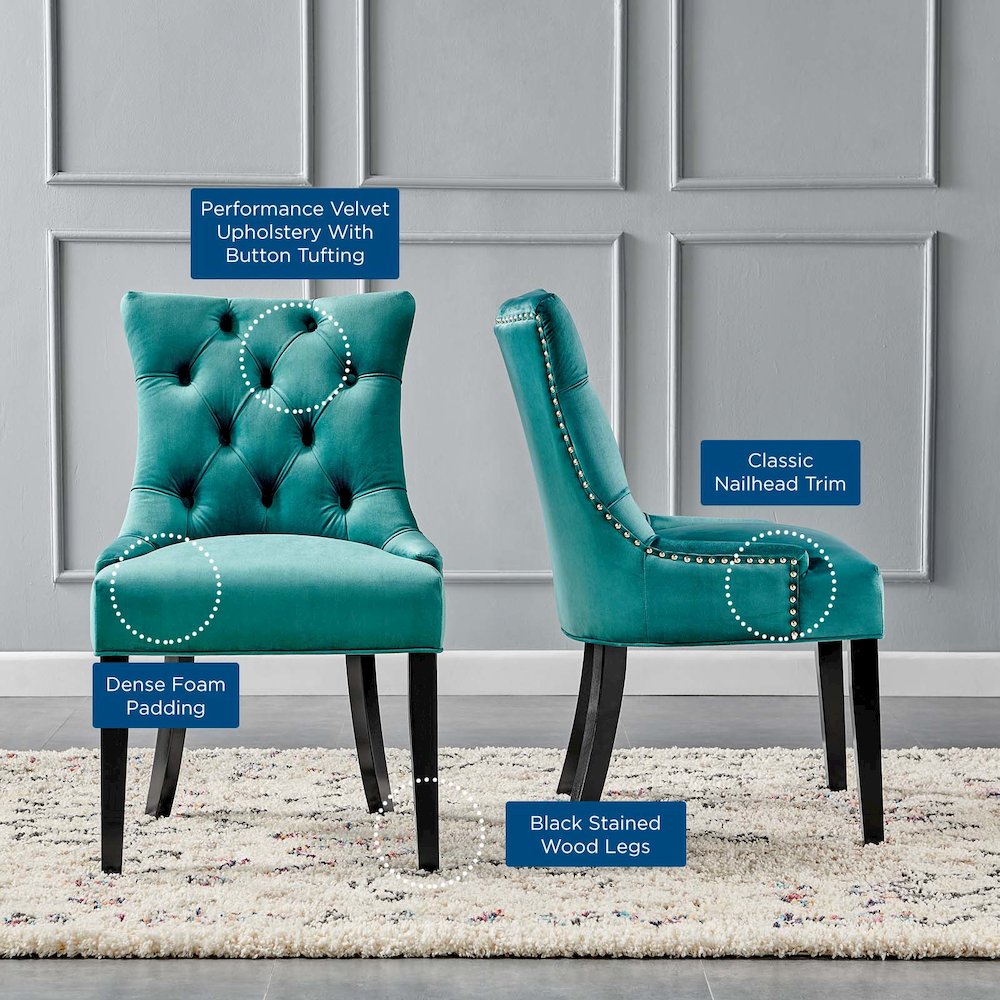 Regent Tufted Performance Velvet Dining Side Chairs Set of 2. Picture 2