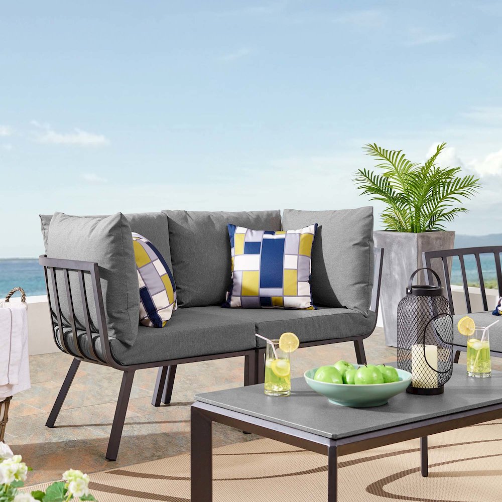 Riverside 2 Piece Outdoor Patio Aluminum Sectional Sofa Set. Picture 10
