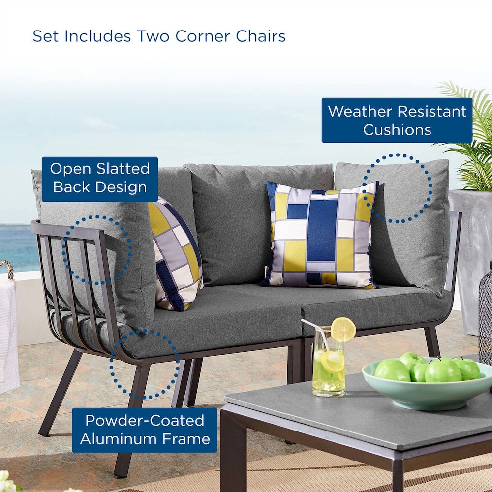 Riverside 2 Piece Outdoor Patio Aluminum Sectional Sofa Set. Picture 2