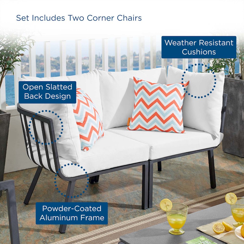 Riverside 2 Piece Outdoor Patio Aluminum Sectional Sofa Set. Picture 2