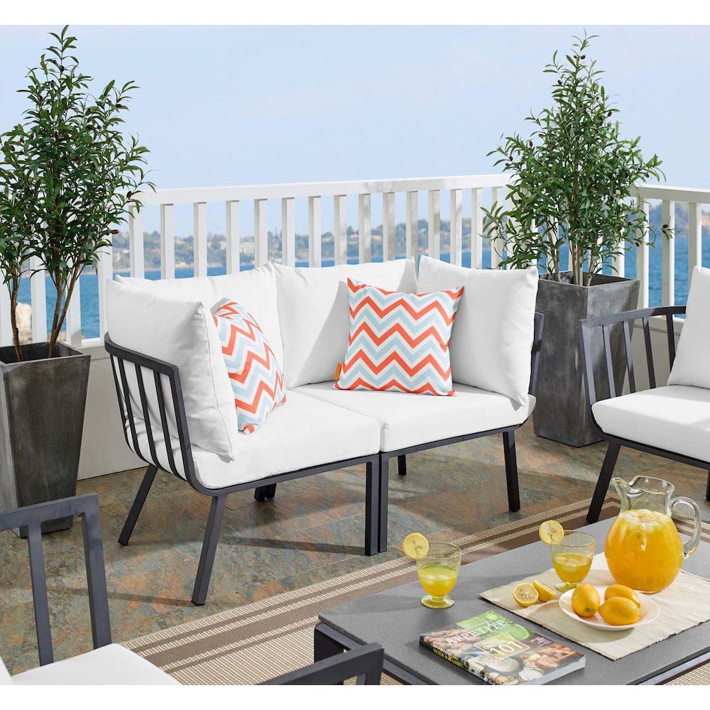Riverside 2 Piece Outdoor Patio Aluminum Sectional Sofa Set. Picture 11