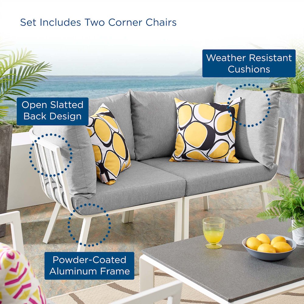 Riverside 2 Piece Outdoor Patio Aluminum Sectional Sofa Set. Picture 2