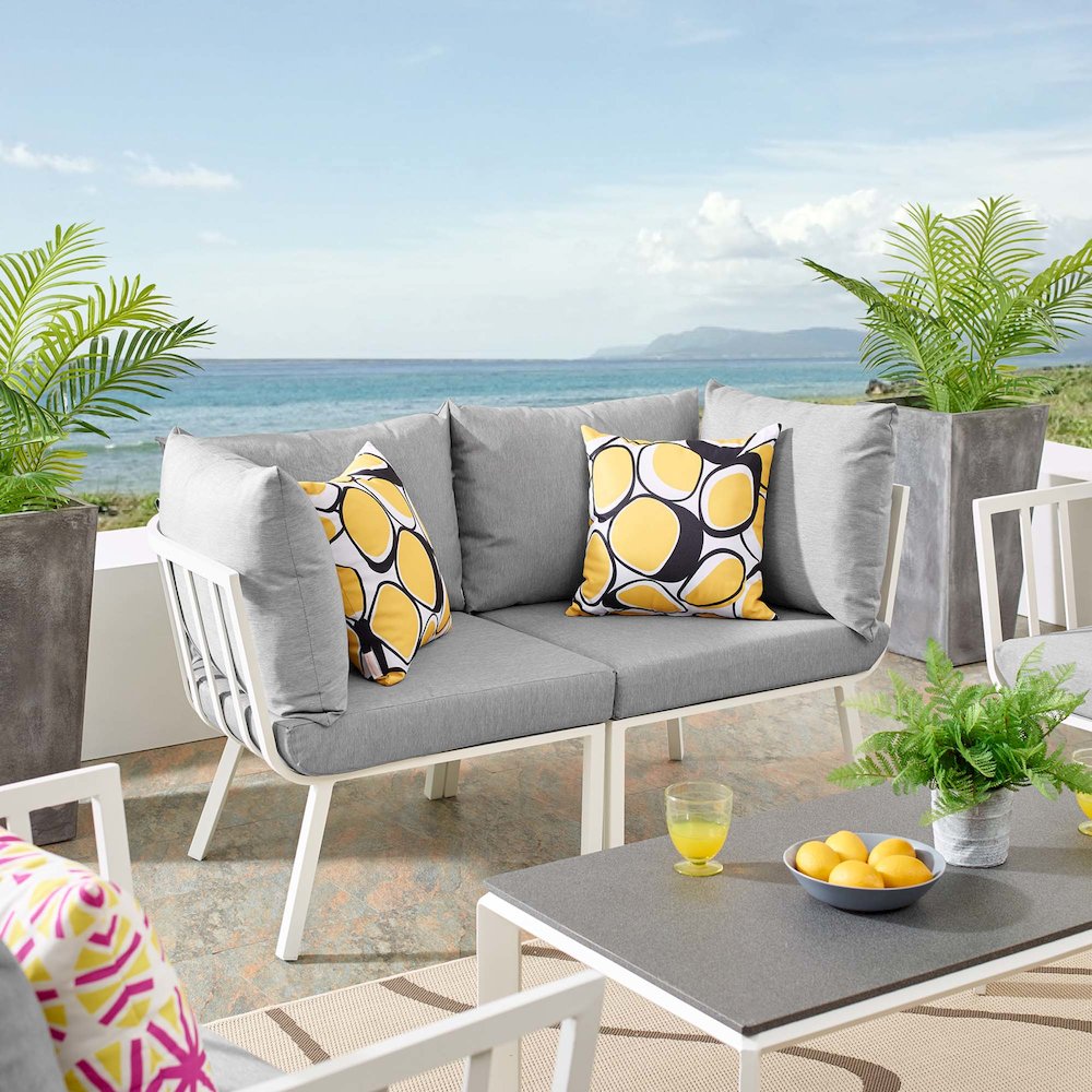 Riverside 2 Piece Outdoor Patio Aluminum Sectional Sofa Set. Picture 11