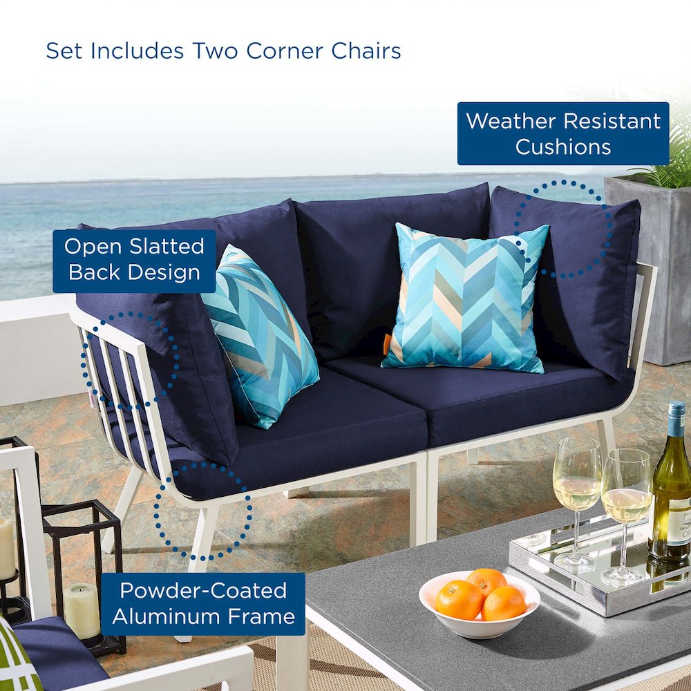 Riverside 2 Piece Outdoor Patio Aluminum Sectional Sofa Set. Picture 2