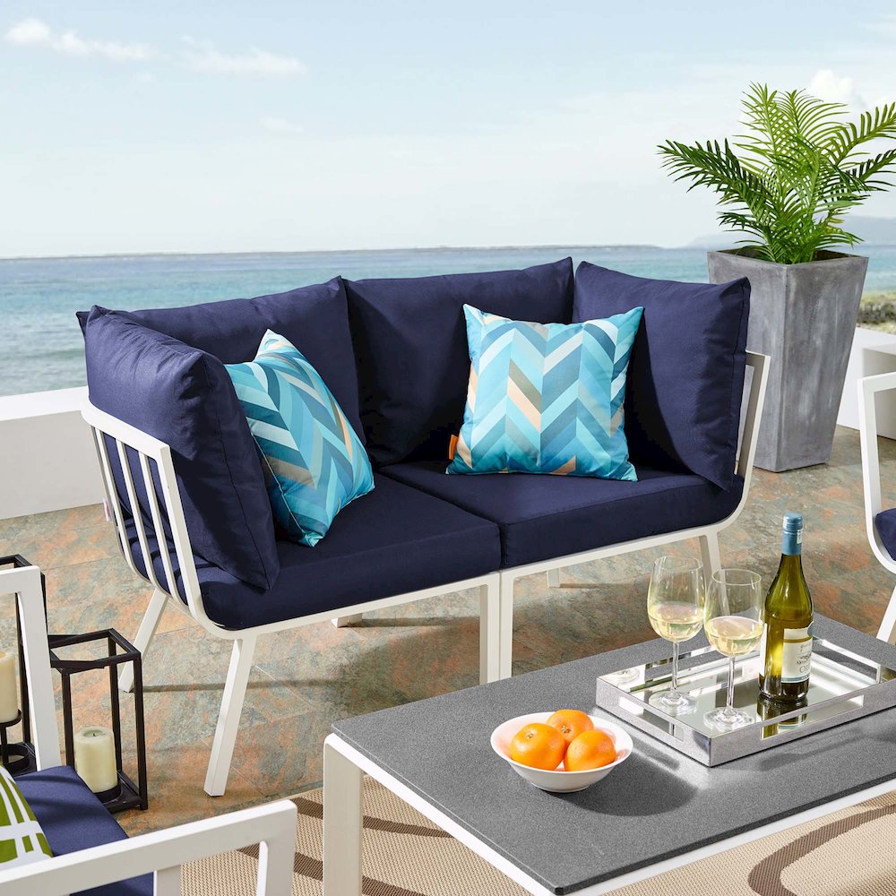 Riverside 2 Piece Outdoor Patio Aluminum Sectional Sofa Set. Picture 11