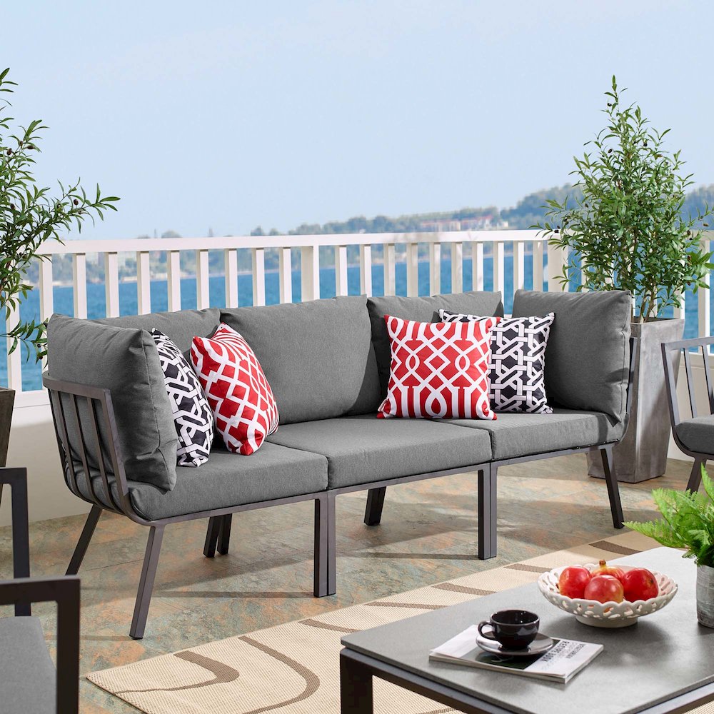 Riverside 3 Piece Outdoor Patio Aluminum Sectional Sofa Set. Picture 13