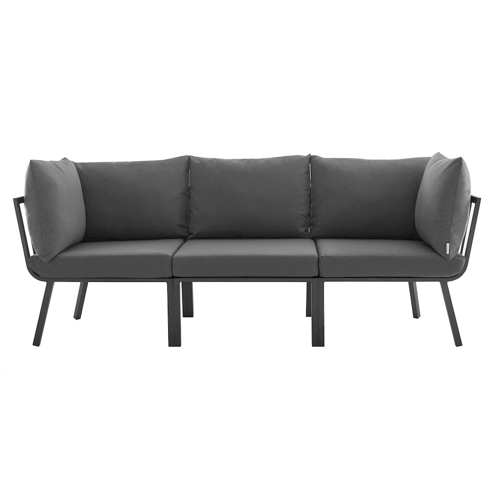 Riverside 3 Piece Outdoor Patio Aluminum Sectional Sofa Set. Picture 5