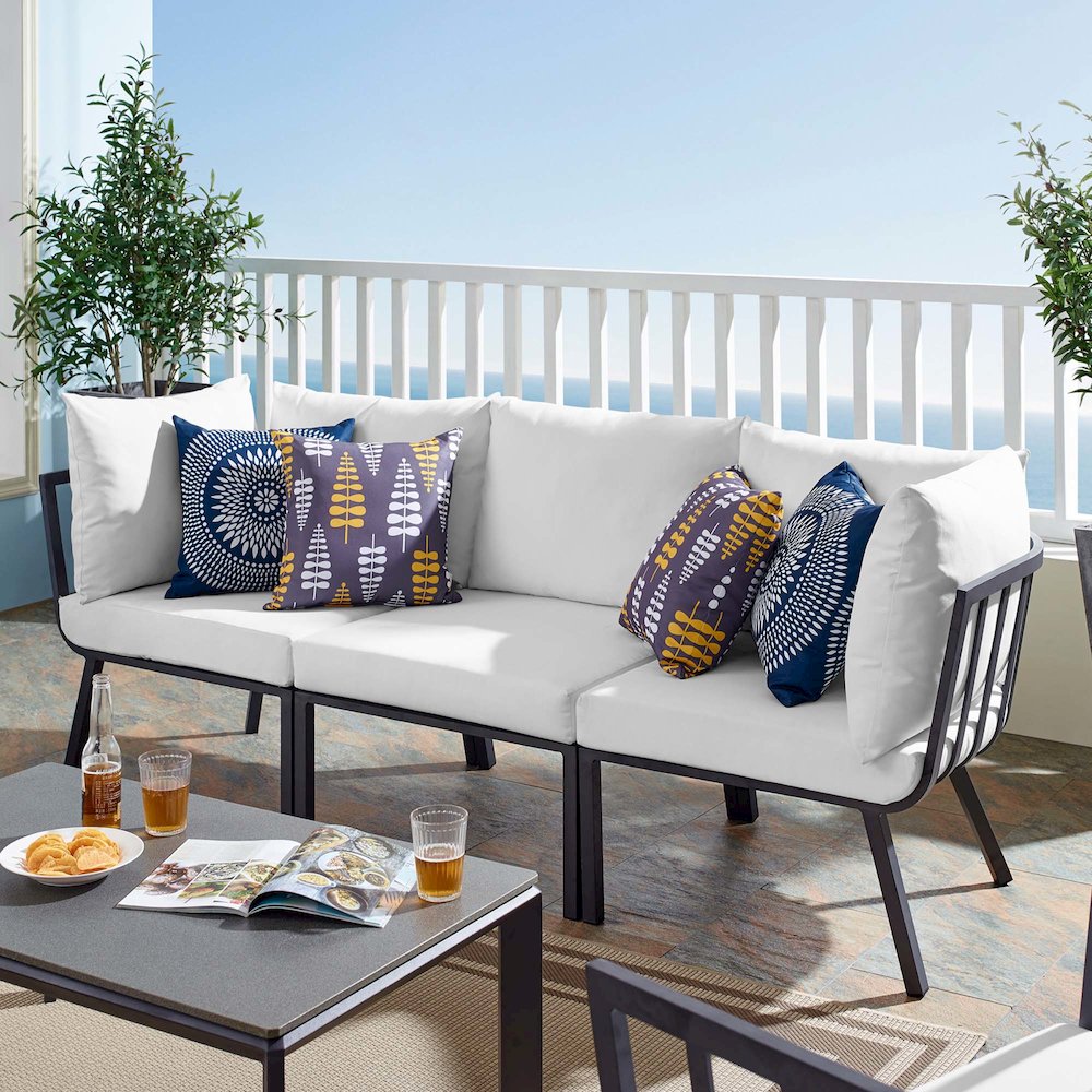 Riverside 3 Piece Outdoor Patio Aluminum Sectional Sofa Set. Picture 13