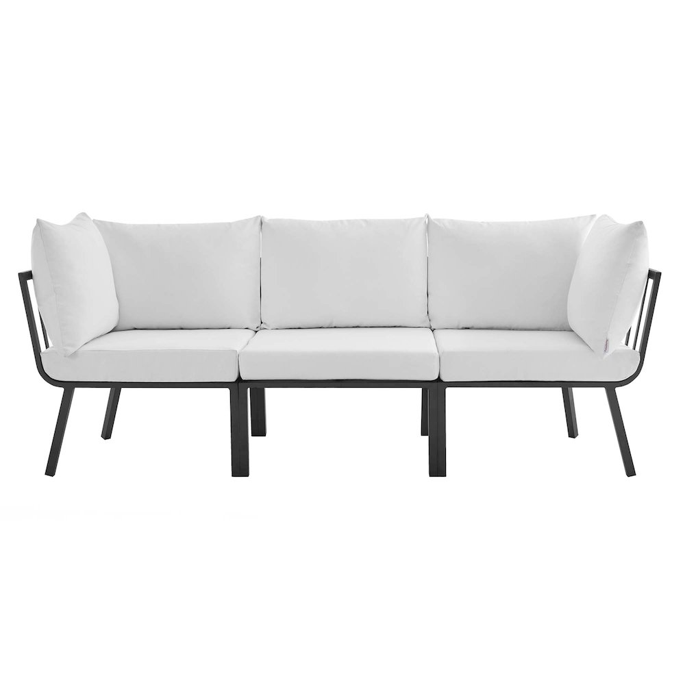 Riverside 3 Piece Outdoor Patio Aluminum Sectional Sofa Set. Picture 5