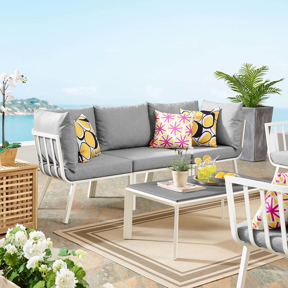 Riverside 3 Piece Outdoor Patio Aluminum Sectional Sofa Set. Picture 16