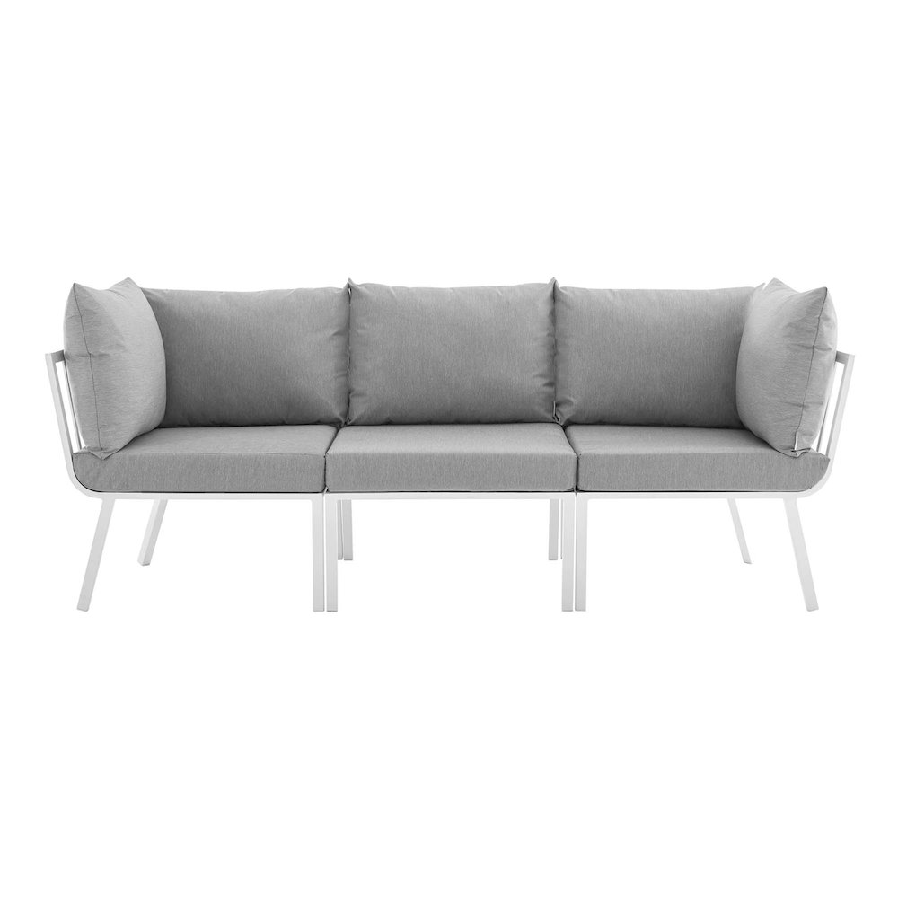 Riverside 3 Piece Outdoor Patio Aluminum Sectional Sofa Set. Picture 5
