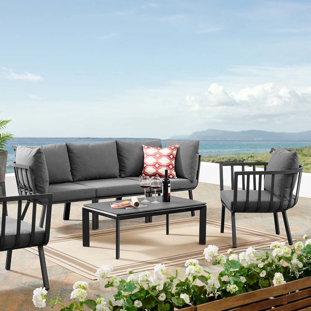 Riverside 5 Piece Outdoor Patio Aluminum Set. Picture 18