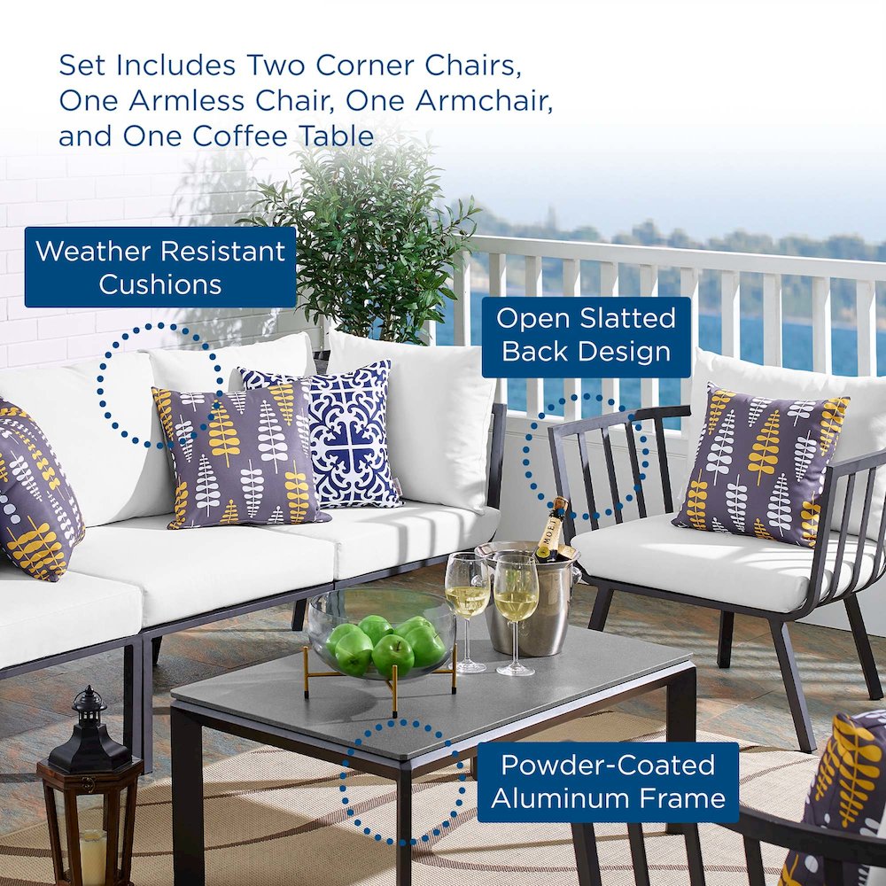 Riverside 5 Piece Outdoor Patio Aluminum Set. Picture 2