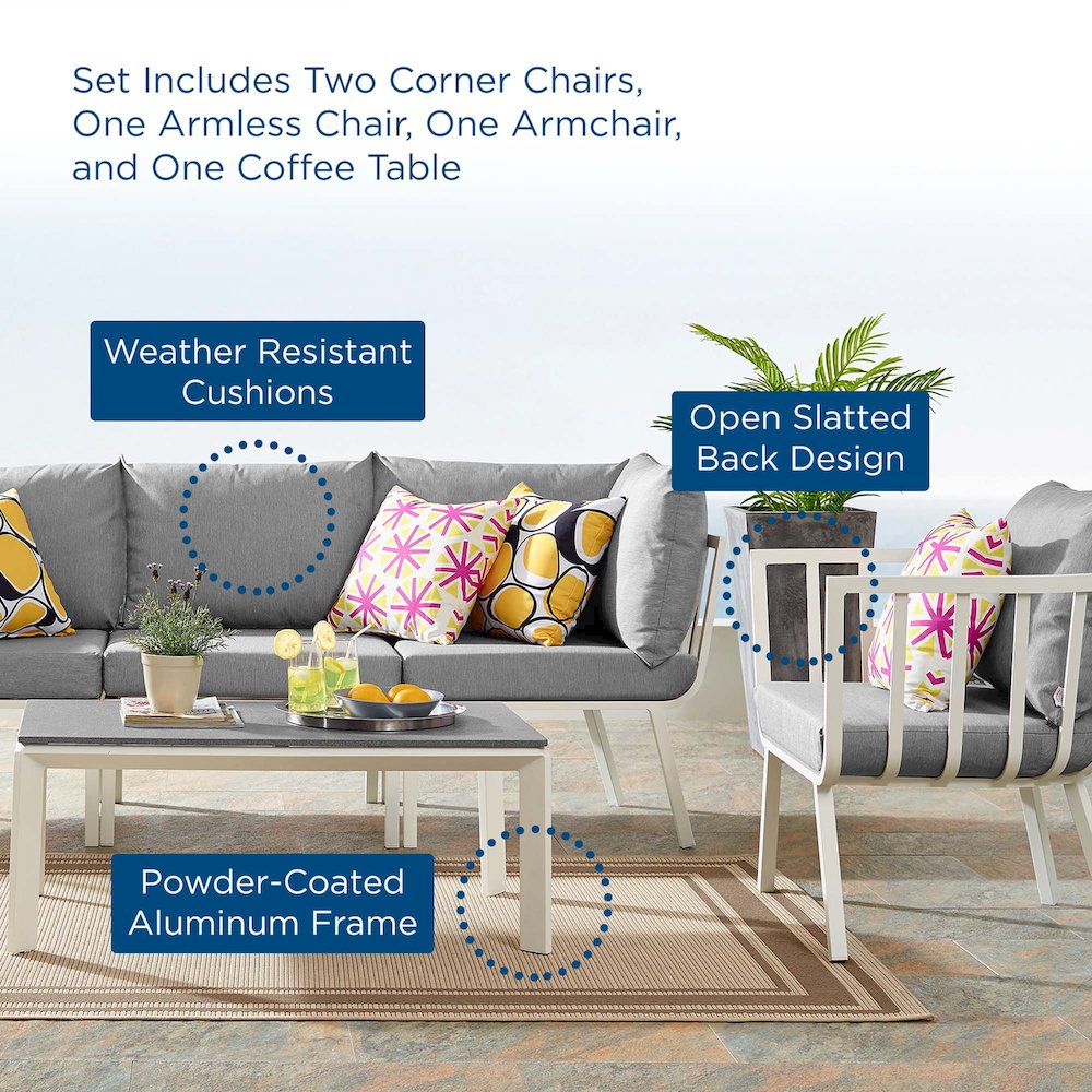 Riverside 5 Piece Outdoor Patio Aluminum Set. Picture 2