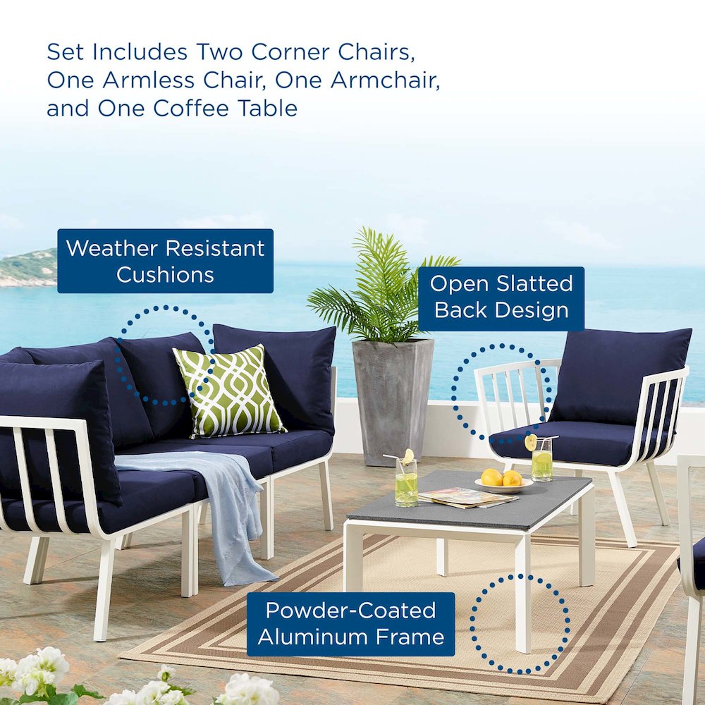 Riverside 5 Piece Outdoor Patio Aluminum Set. Picture 18
