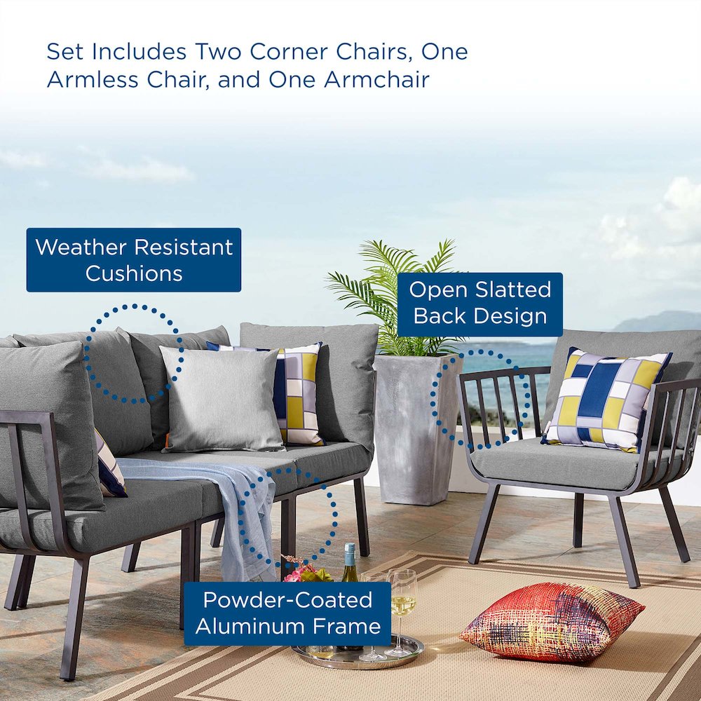 Riverside 4 Piece Outdoor Patio Aluminum Set. Picture 6