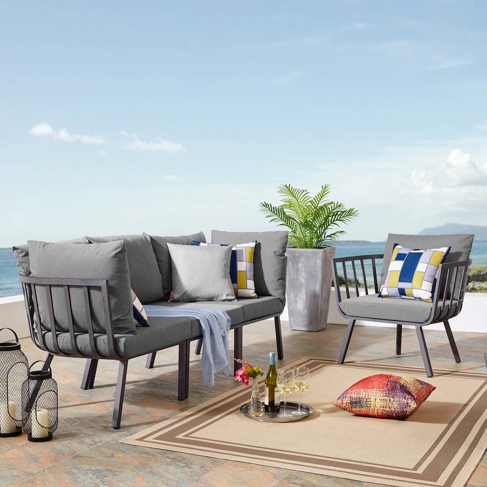 Riverside 4 Piece Outdoor Patio Aluminum Set. Picture 5