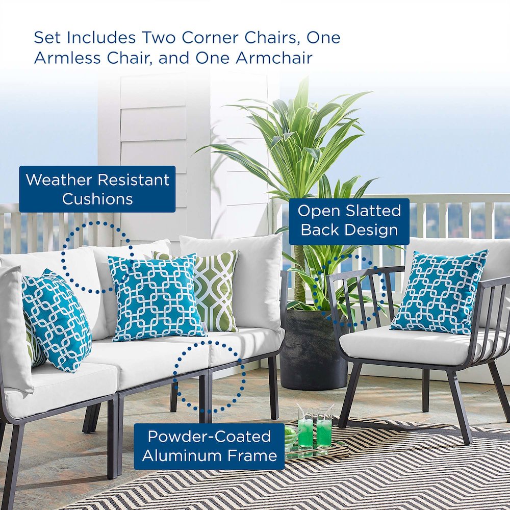Riverside 4 Piece Outdoor Patio Aluminum Set. Picture 6