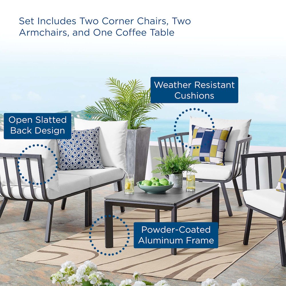 Riverside 5 Piece Outdoor Patio Aluminum Set. Picture 14