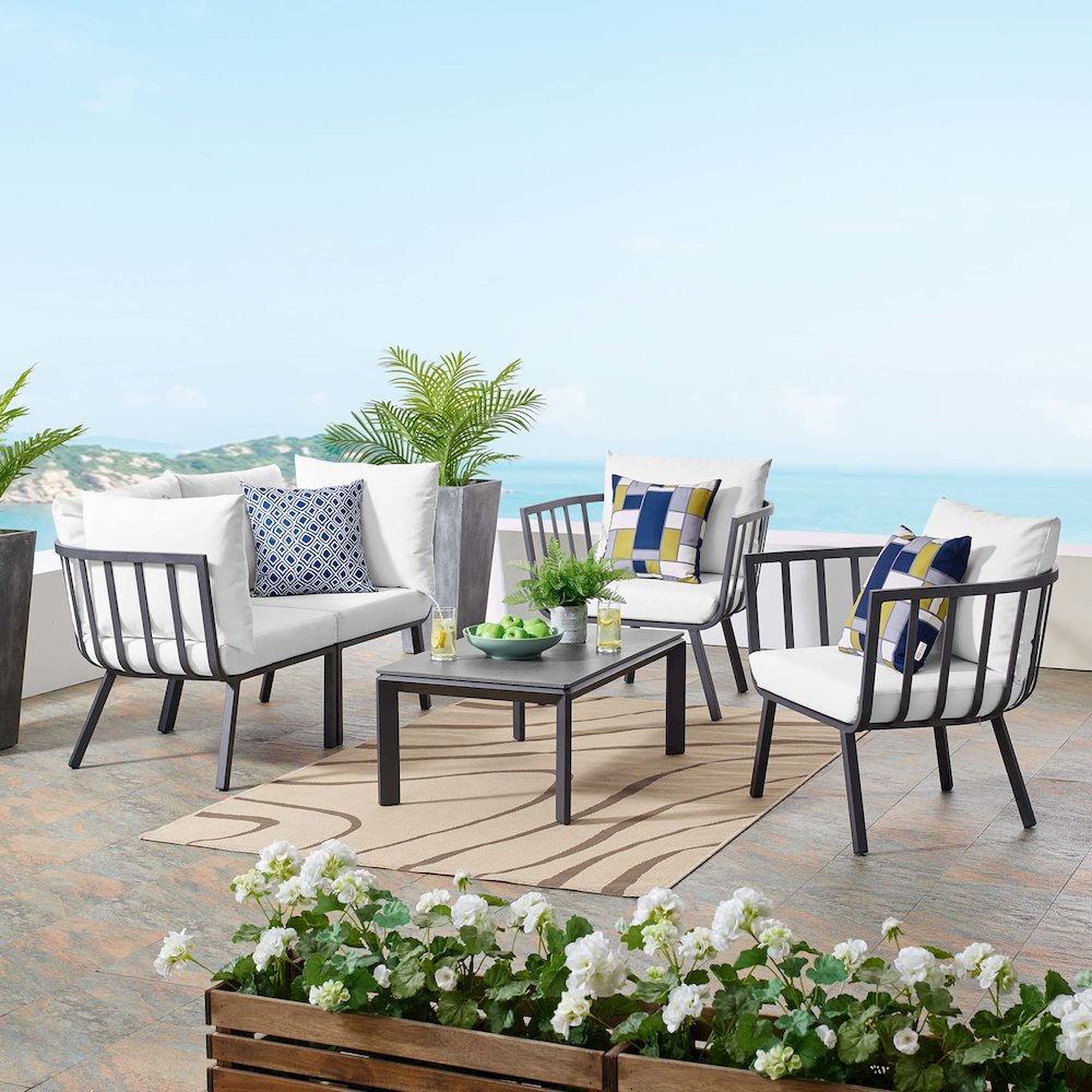 Riverside 5 Piece Outdoor Patio Aluminum Set. Picture 15
