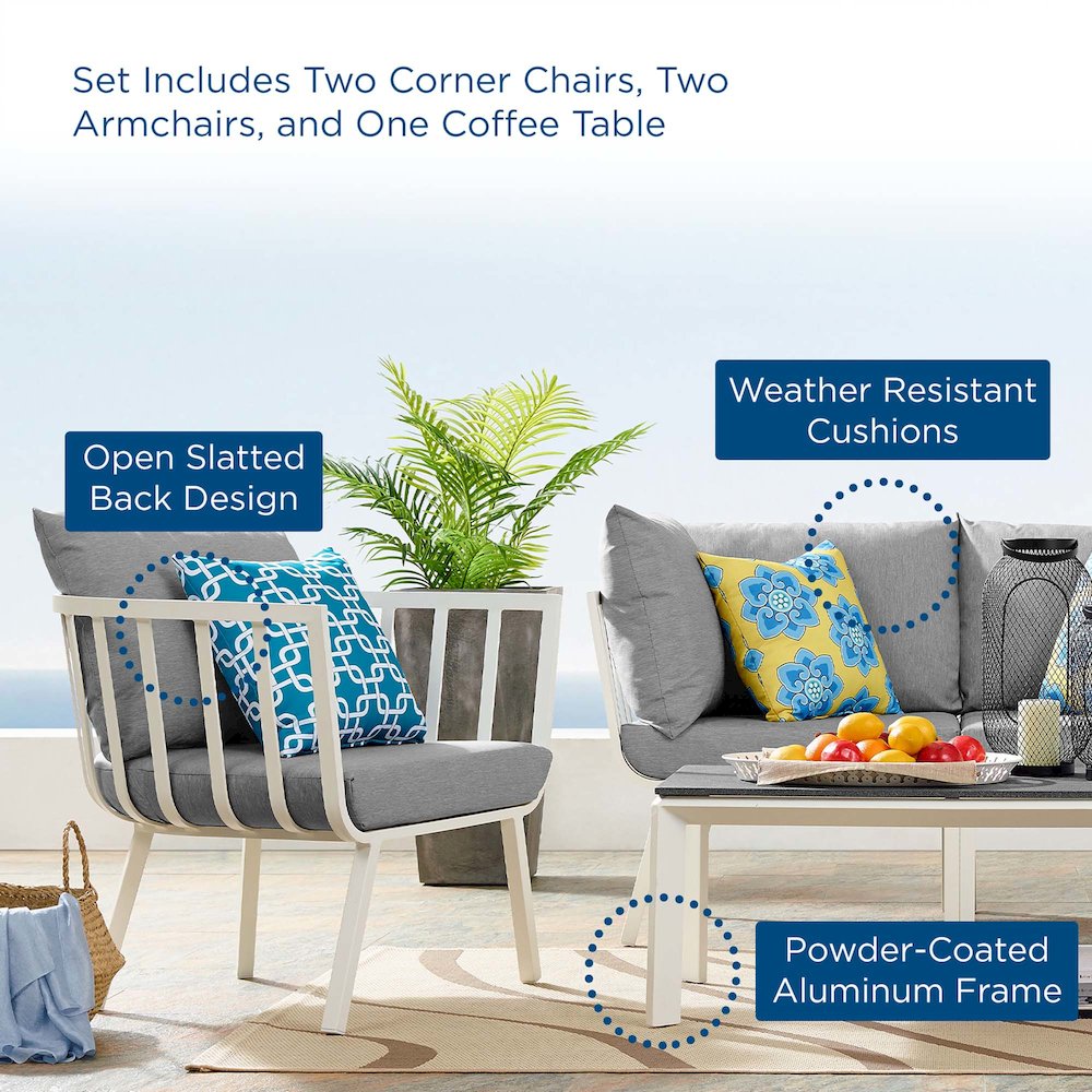 Riverside 5 Piece Outdoor Patio Aluminum Set. Picture 16