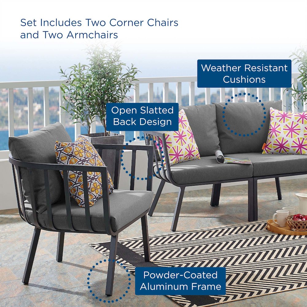Riverside 4 Piece Outdoor Patio Aluminum Set. Picture 13