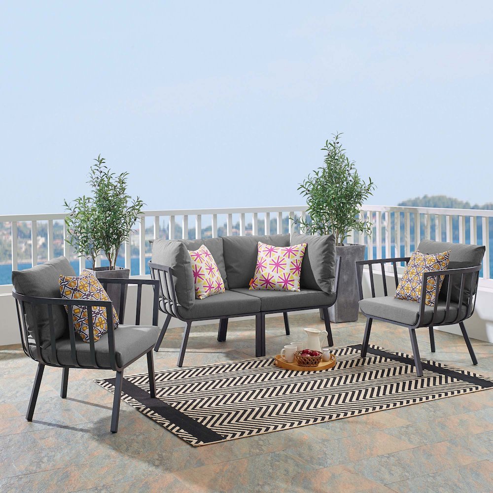 Riverside 4 Piece Outdoor Patio Aluminum Set. Picture 12