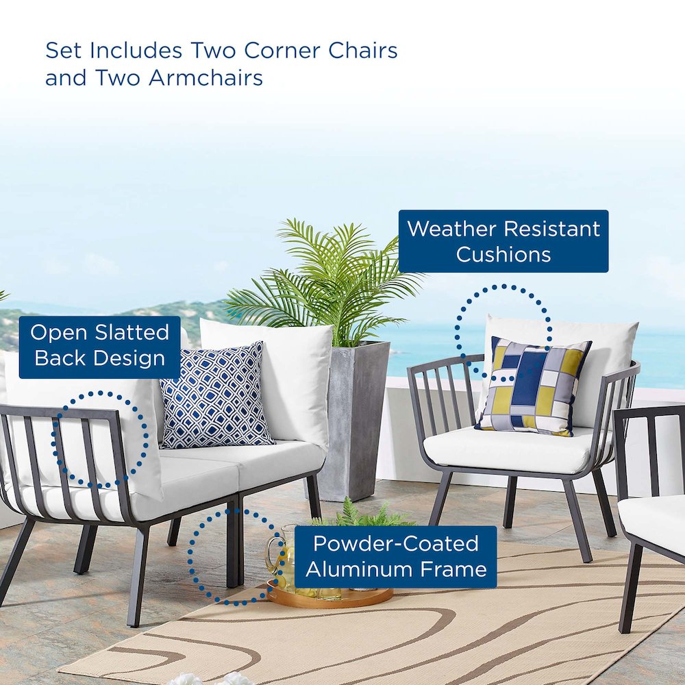Riverside 4 Piece Outdoor Patio Aluminum Set. Picture 12