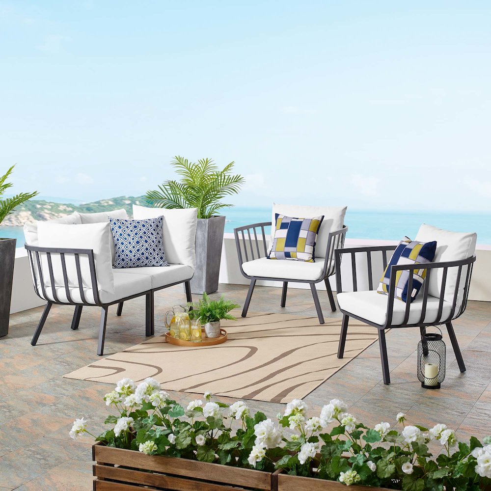 Riverside 4 Piece Outdoor Patio Aluminum Set. Picture 11